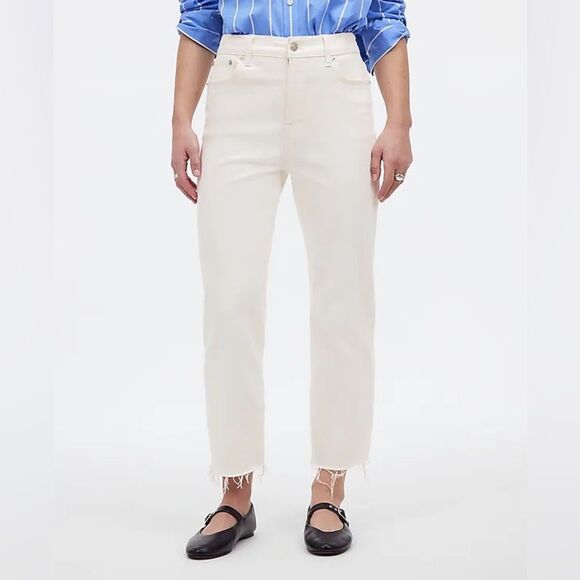 Madewell NWT The 90s Straight Crop Jeans Size 25 in Tile White | High Rise - Picture 1 of 10